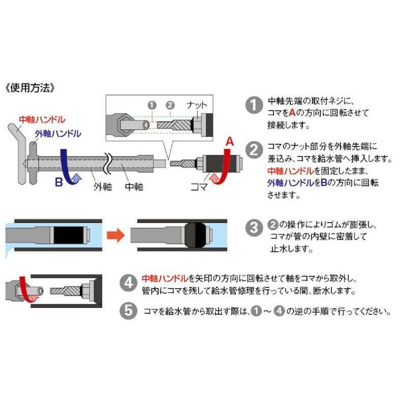 置コマ 断水器 用 不断水 給水管 漏水 止めずに 止水 緊急 工事 一般用 K-13（10A） 直径11.5mm｜suido-158yh｜03