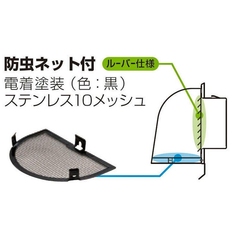 ステン SUS304 鐘型 パイプフード 外壁 防風 換気口 吸気 排気 空調 