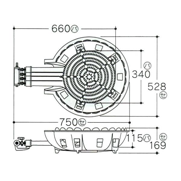 【未使用】業務用ガス器具（鋳物 三重コンロ）都市ガス(12A/13A用) 都市ガス 12A 13A 用 業務用 ガス 鋳物 4連 コンロ KT-40 厨房 催事