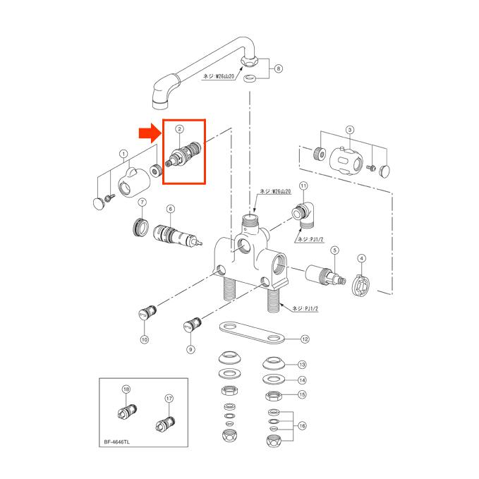INAX LIXIL,INAX,A-1182,一時止水付きシャワーバス切替弁部