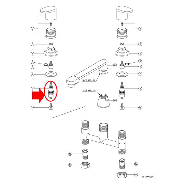 INAX LIXIL,INAX,A-1947-20,スピンドル(浴槽デッキタイプツー