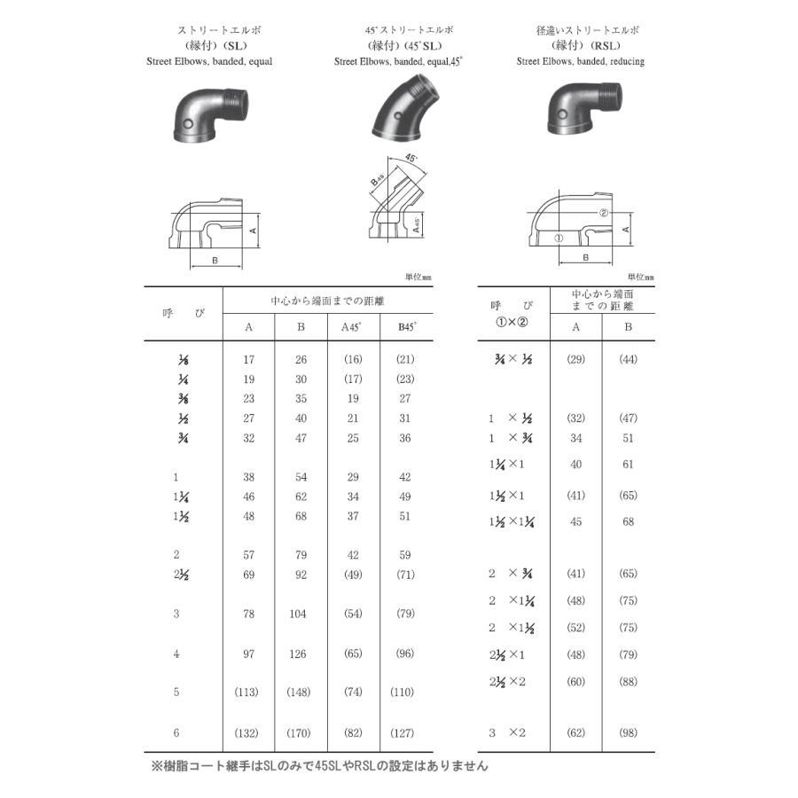 樹脂コート鋼管継手,ストリートエルボ(1/2インチ,呼び15A配管用,Rc1/2