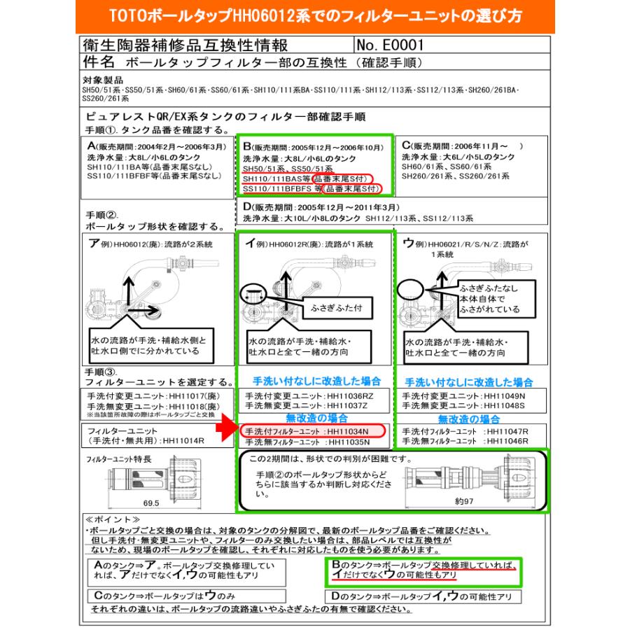 TOTO,HH11034N,フィルターユニット,立形ボールタップ用ストレーナ(無改造での手洗付き用,SH50BA/SH110BAS/SS50BA/SS110BFBFS用,ボールタップHH06012R用)｜suidou｜03