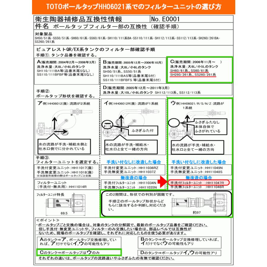 TOTO,HH11047R,フィルターユニット,立形ボールタップ用ストレーナ(無改造での手洗付用,タンク品番SH61/SH261/SS61/SS261用,ボールタップHH06021系用)｜suidou｜03