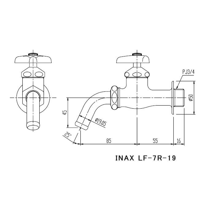 INAX（イナックス） LIXIL,INAX,LF-7R-19-U,吐水口回転形横水栓,万能