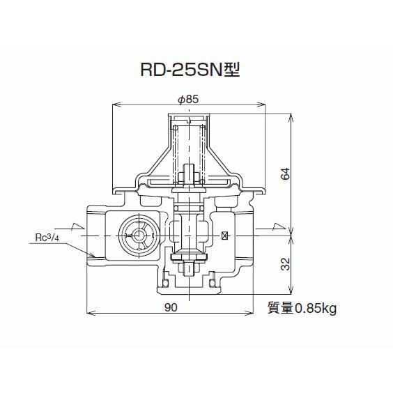 ベン,RD-25SN型水道用減圧弁,小型温水ボイラ/電気温水機用(呼び20A,Rc3/4メネジ,圧力80kPa用,一般地用)RD25SN-F｜suidou｜02