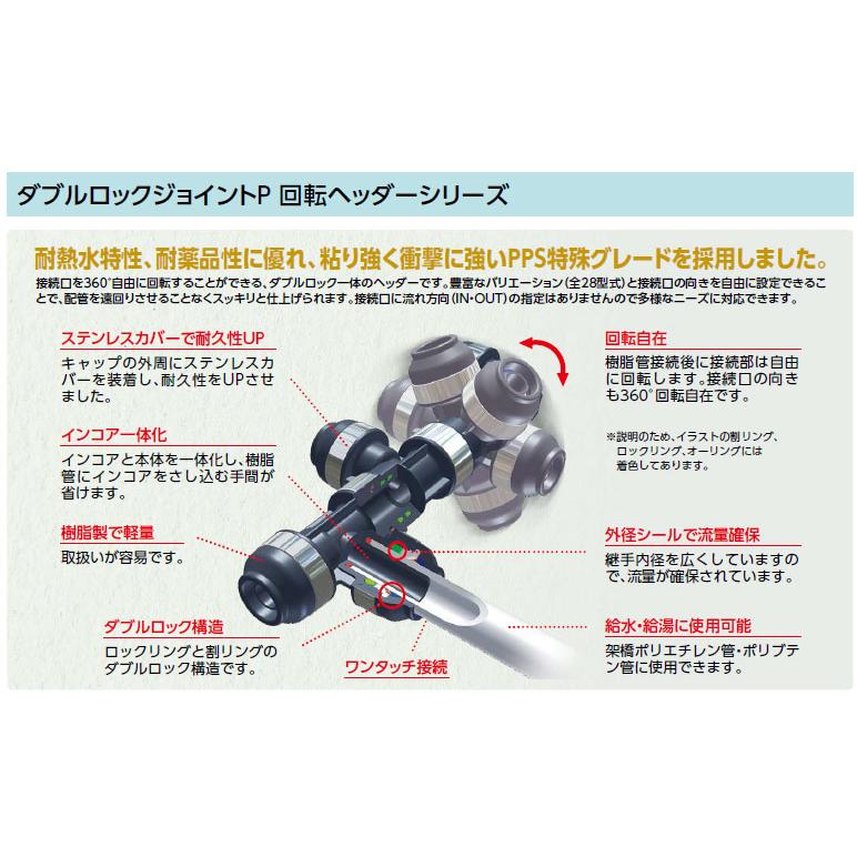 オンダヘッダーWH1A-BE09 オンダ,WH1A-BE09,BE型回転ヘッダー,入りPEX16A×出PEX/PB13A