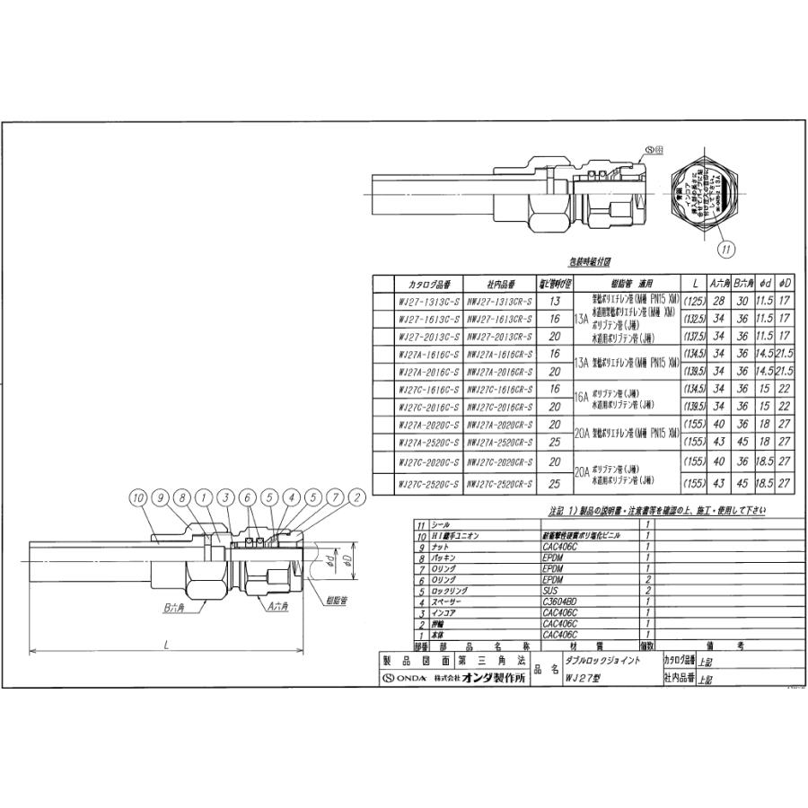 オンダ,ダブルロックジョイント,HIVP管用変換アダプター,青銅製 オンダ,ダブルロックジョイント,HIVP管用変換アダプター,青銅製