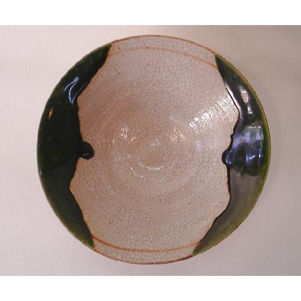 織部焼　抹茶　平茶碗　茶道具 茶道具 抹茶茶碗 平茶碗 織部焼 松本鉄山作 景色模様は変わる