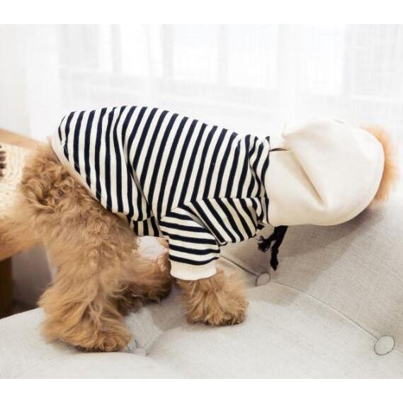 ペット用ペアボーダーパーカー ペット用品 ペット 犬服 ペット服 ドッグウェア ペットウェア 犬 猫 服 犬の服 小型犬 お散歩 リンクコーデ お揃い ペアルック｜suih-store｜06