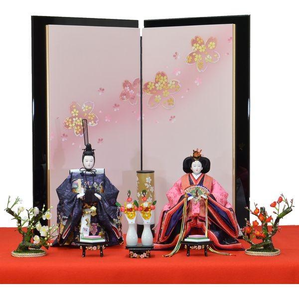 ひな人形 ６点セット 親王毛せん飾り DIYひな 京十番 三五 立ち雛 紫松梅段 屏風 楓香乃桜 w21 130928704