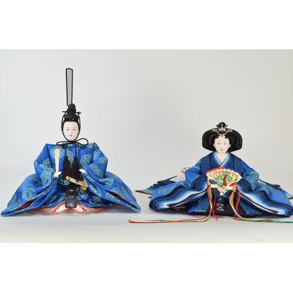 ひな人形 7点セット 親王毛せん飾り きよら 青 京十番 三五 スカイ