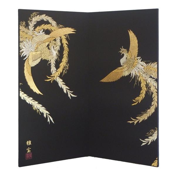 ひな人形 部品 ひな道具 単品 部品 売り 二曲屏風 黒シルク鳳凰 売り 二