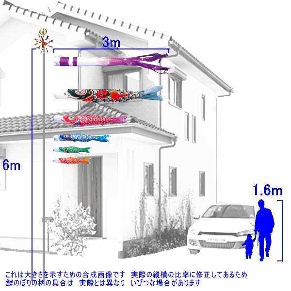 鯉のぼり 徳永鯉 3678 ノーマルセット 大翔 3m5匹 金太郎 千羽鶴吹流し 139587168の画像