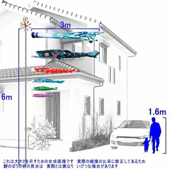 鯉のぼり 徳永鯉 115152 ガーデンセット 風舞い 3m5匹 風舞い吹流し 撥水加工 139587286_1