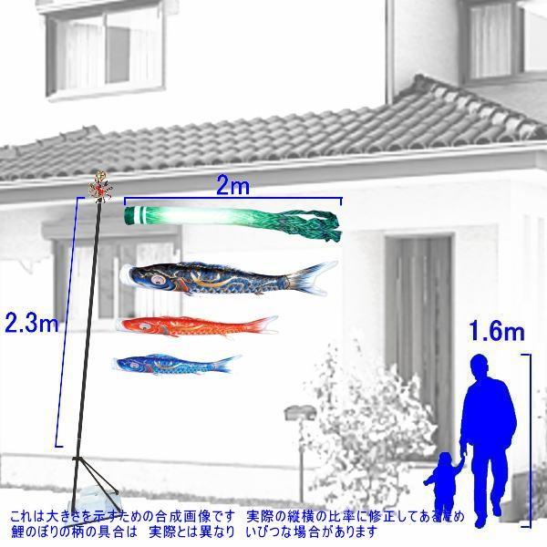 鯉のぼり 徳永鯉 116910 プレミアムベランダスタンドセット 豪 2m3匹 尚武の丸吹流し 撥水加工 139587500の画像