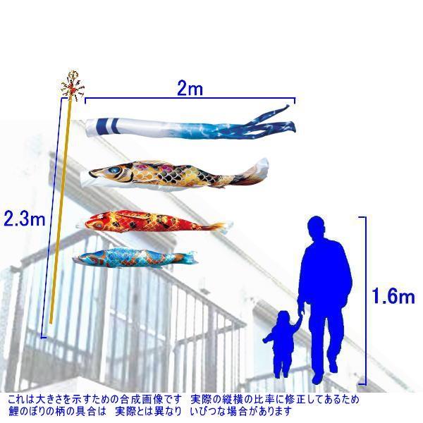 鯉のぼり 徳永鯉 120150 ロイヤルセット 京錦 2m3匹 京鶴吹流し 撥水加工 139587527の画像