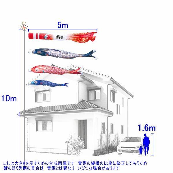 鯉のぼり 徳永鯉 3763 ノーマルセット 真・太陽 5m3匹 日の出鶴吹流し 撥水加工 139587593_1