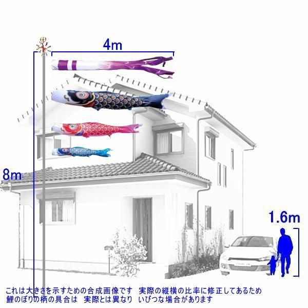 鯉のぼり 徳永鯉 3869 ノーマルセット 大翔 4m3匹 千羽鶴吹流し 139587654の画像