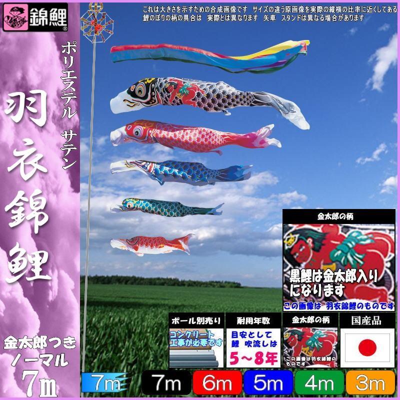 鯉のぼり 錦鯉 HNGK075 ノーマルセット 羽衣錦鯉 7m5匹 金太郎 五色吹流し 139600139