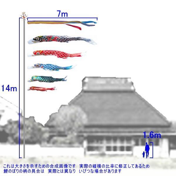 鯉のぼり 錦鯉 HNGK075 ノーマルセット 羽衣錦鯉 7m5匹 金太郎 五色吹流し 139600139_1