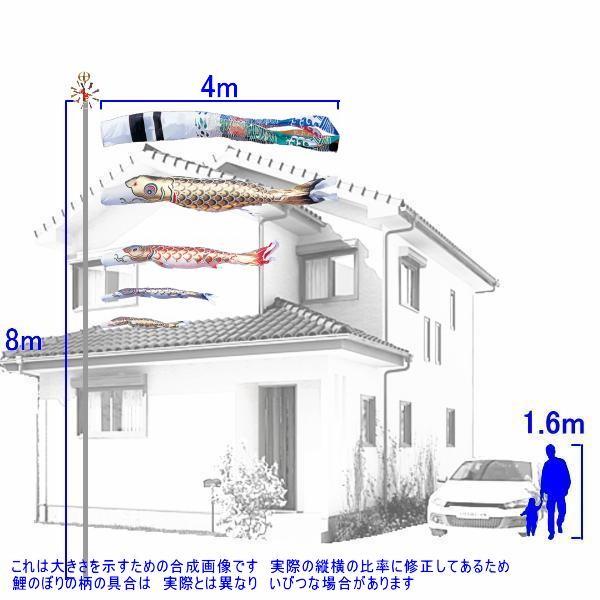 鯉のぼり 錦鯉 GNH0044 ノーマルセット 黄金錦鯉 4m4匹 飛龍吹流し 139600176の画像
