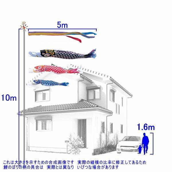 鯉のぼり 錦鯉 ANG0053 ノーマルセット 綾錦鯉 5m3匹 五色吹流し 139600274の画像