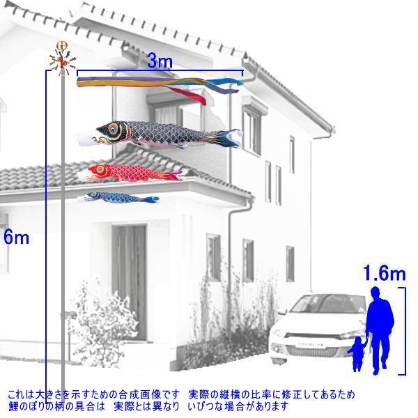 鯉のぼり 錦鯉 KKG0033 ノーマルセット 金寿鯉 3m3匹 五色吹流し 139600314の画像