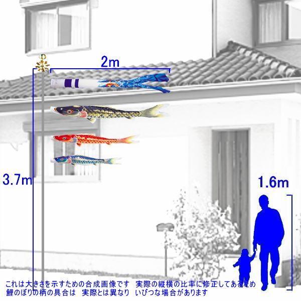 鯉のぼり 錦鯉 MHTK020 マイホームセット 天華 2m3匹 天華滝のぼり吹流し 撥水加工 139600423の画像