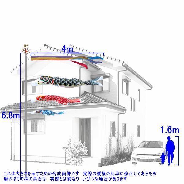 鯉のぼり 錦鯉 MHHNG40 マイホームセット 羽衣錦鯉 4m3匹 五色吹流し 139600453_1