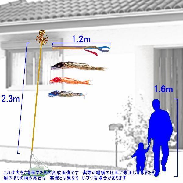 鯉のぼり 錦鯉 CSENG12 スタンドCタイプセット 江戸錦鯉 1.2m3匹 五色吹流し 139600571の画像