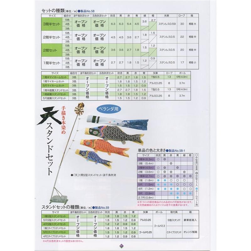 鯉のぼり 錦鯉 TEN204N ノーマルセット 天 2間4匹 浪千鳥吹流し 撥水加工 139600760_5