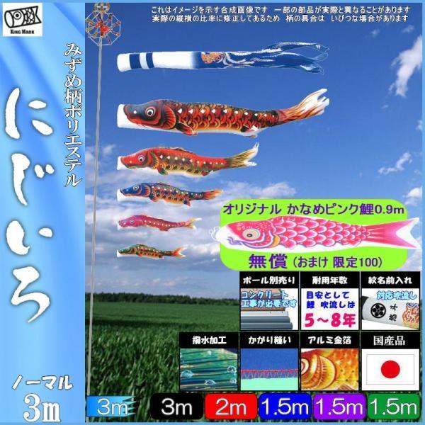 鯉のぼり キング印鯉 2011830 ノーマルセット にじいろ 3m5匹 にじいろ吹流し 撥水加工 139730008