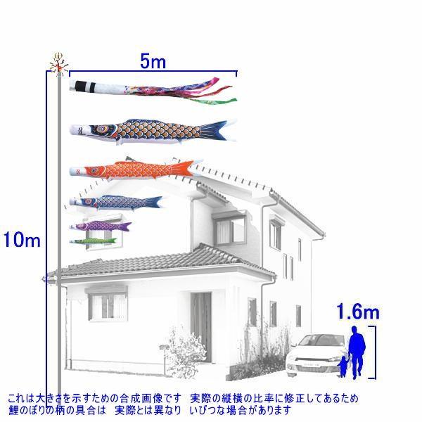 鯉のぼり キング印鯉 2411850 ノーマルセット ニューサテンゴールド 5m5匹 祥龍吹流し 139730134