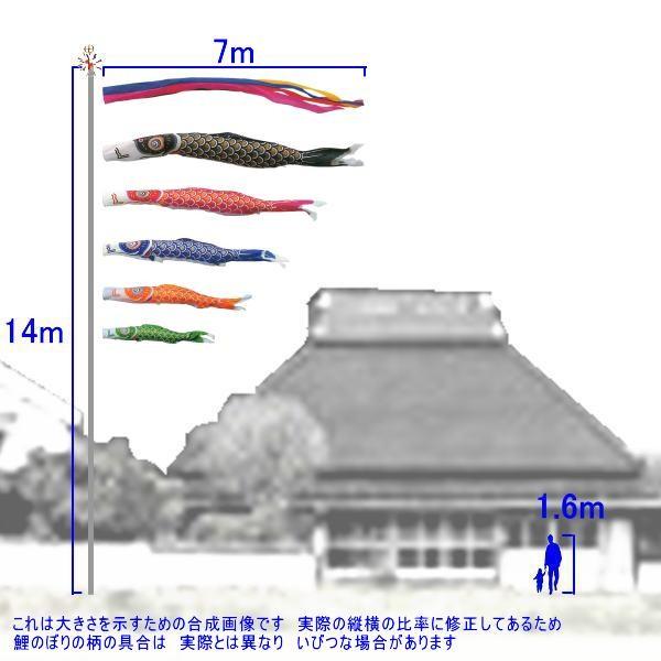 鯉のぼり キング印鯉 2111870 ノーマルセット ナイロンゴールド 7m5匹