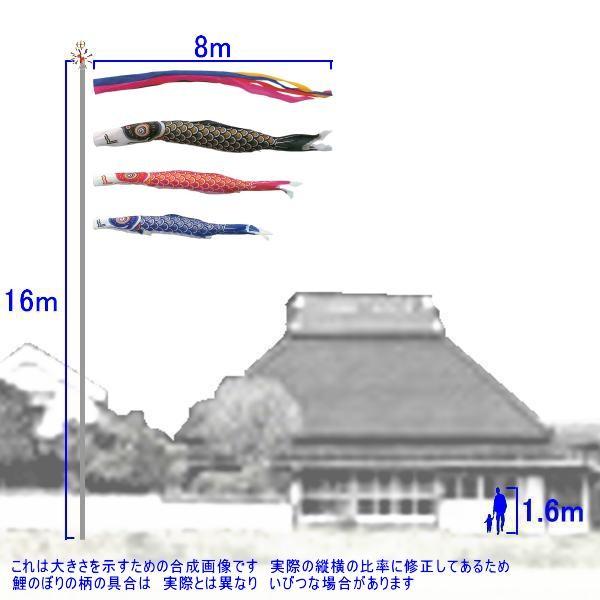 鯉のぼり キング印鯉 2121680 ノーマルセット ナイロンゴールド 8m3匹 金太郎 五色吹流し 139730213