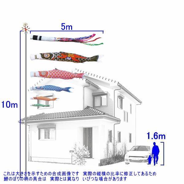 鯉のぼり キング印鯉 1221850 ノーマルセット ナイロン 5m5匹 金太郎 祥龍吹流し 139730377_1