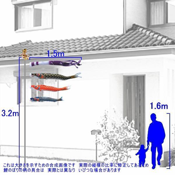 鯉のぼり キング印鯉 7512015 庭園セット 寿光撥水 1.5m3匹 寿光撥水吹流し 撥水加工 139730426の画像