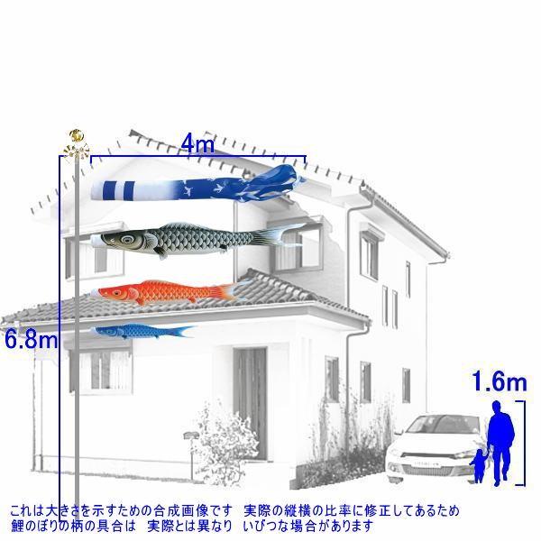 鯉のぼり キング印鯉 1612040 庭園セット 瑞宝撥水 4m3匹 瑞宝撥水吹流し 撥水加工 139730432_1