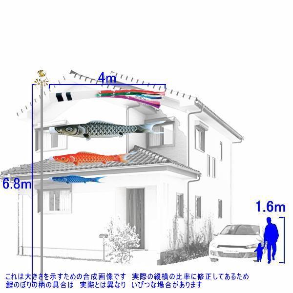 鯉のぼり キング印鯉 1712040 庭園セット 瑞宝撥水 4m3匹 瑞宝五色吹流し 撥水加工 139730438_1