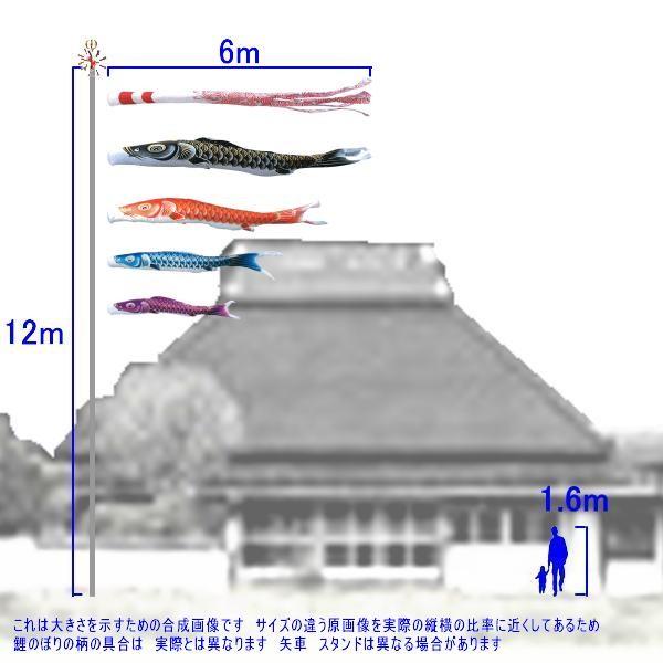 鯉のぼり キング印鯉 2711760 ノーマルセット 瑞輝撥水 6m4匹 瑞輝撥水吹流し 撥水加工 139730653_1