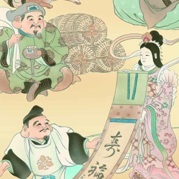 掛け軸 絹本 七福神 掛軸 三幸 第37集 七福神 尺五 D1-018 榎本 東山