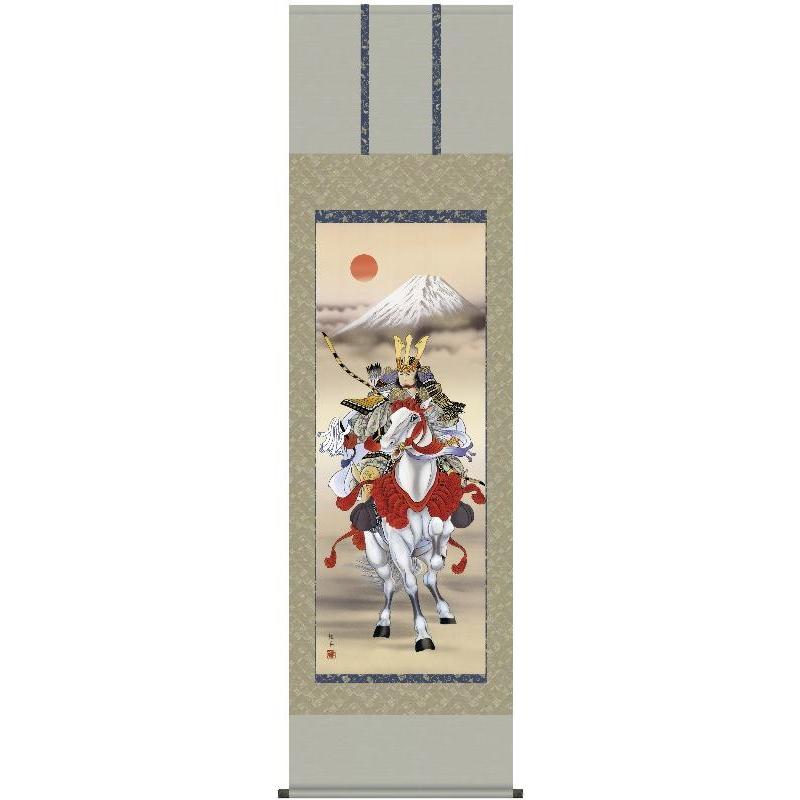 掛軸 三幸 第18集 白馬武者 尺五 F2-046 長江 桂舟 140347938