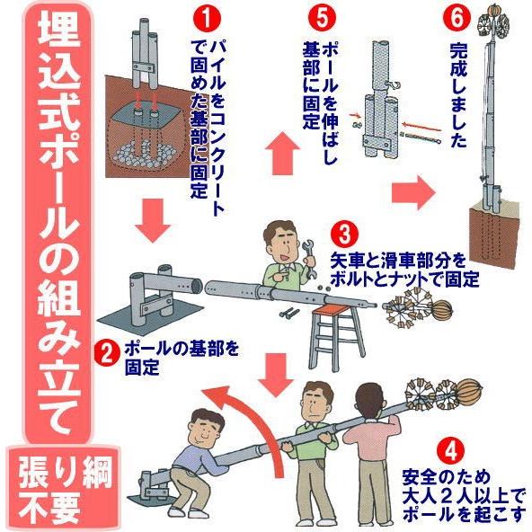 鯉のぼり スルスルポール 12m Wパイル埋込式 6m用 146837001_1