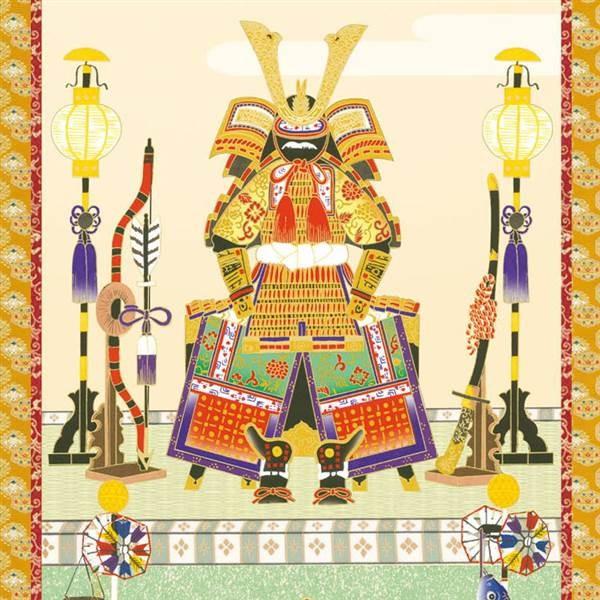 掛軸 三幸 侘1号 鎧兜飾り KM2F8-022 山村 観峰 専用スタンド付き