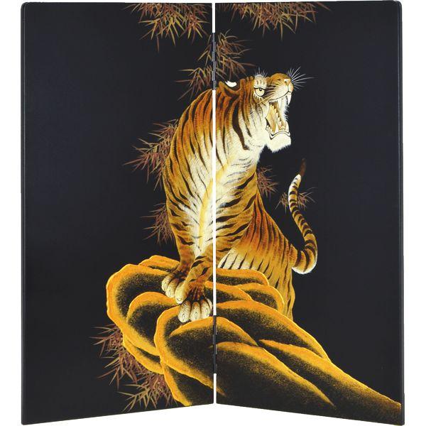 屏風 23号二曲 手描虎 高さ69cm ×片幅35cm 161007 : 高田卸方屋