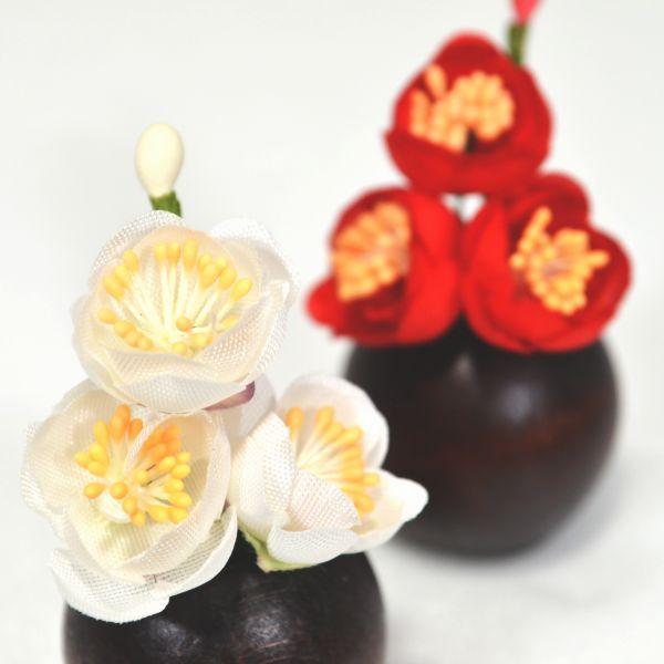 雛人形用 1号 ころん紅白梅 ダークブラウン 間口 3cm 170252 : 高田卸