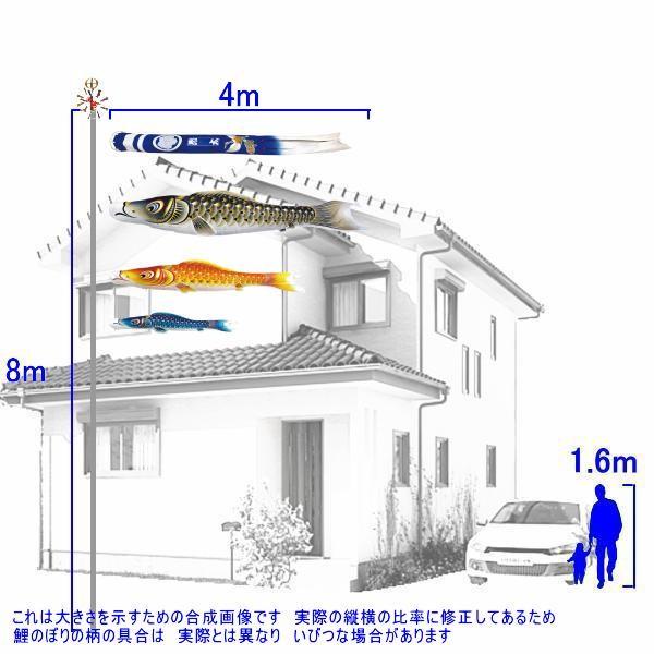 鯉のぼり 村上鯉 105452 ノーマルセット 金彩ロマン 4m3匹 別誂鶴亀吹流し 撥水加工 265057013_1
