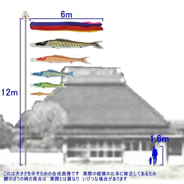 鯉のぼり 村上鯉 104424 ノーマルセット 黄金輝 6m5匹 五色吹流し 撥水加工 265057177_1