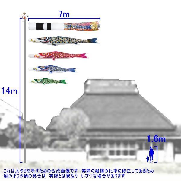 鯉のぼり 村上鯉 100907 ノーマルセット ナイロンゴールド 7m4匹 金